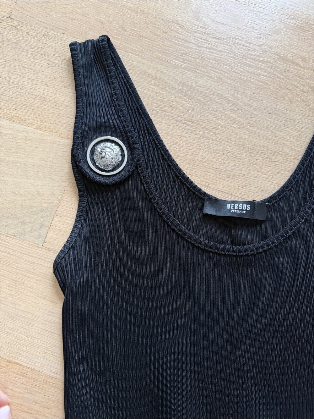 Versus Versace Lion Head Black Ribbed Crewneck Tank 38